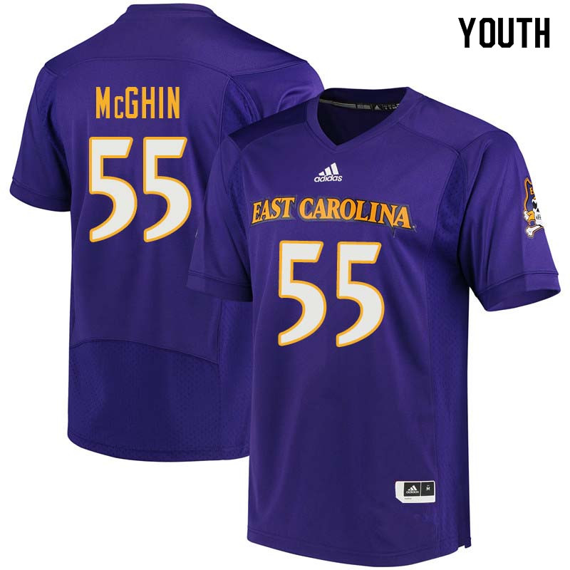 Youth #55 Garrett McGhin East Carolina Pirates College Football Jerseys Sale-Purple